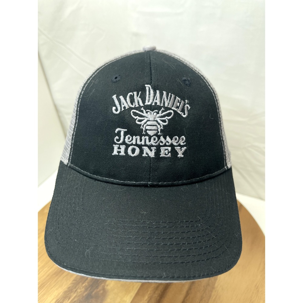 Jack Daniels Tennessee Honey Hat‎ Cap Black & Gray Strap Back Adjustable New